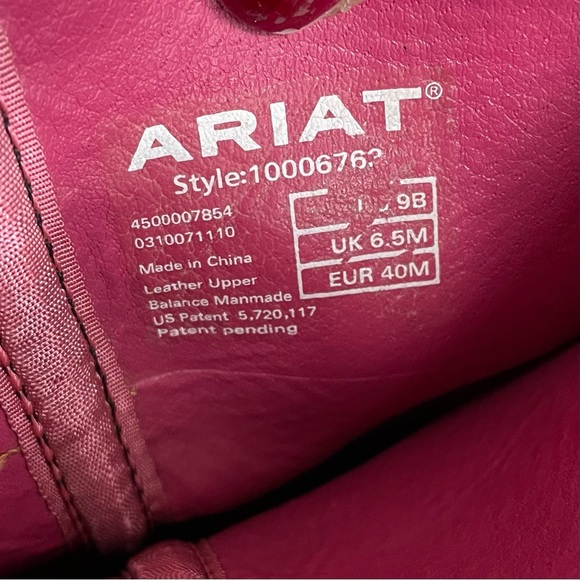 Ariat Rodeobaby Rocker Cowboy Boots Leather Suede Floral Black Pink Size 9 - Picture 11 of 14